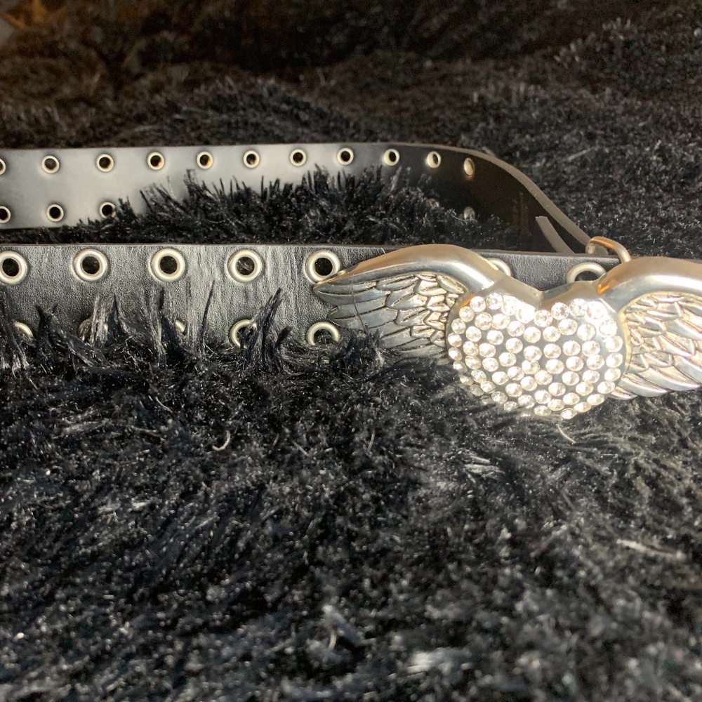 Black belt with big rhinestone pendant